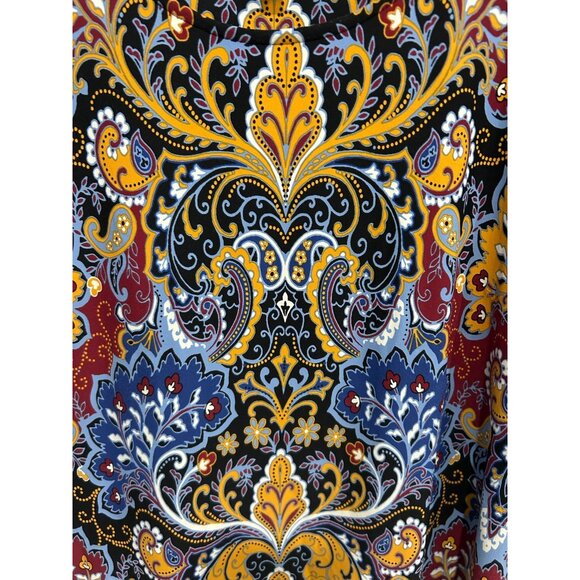 Talbots 3/4 Sleeve Jersey Paisley Shift Dress Multicolor Sz Medium Petite Boho - Picture 7 of 13